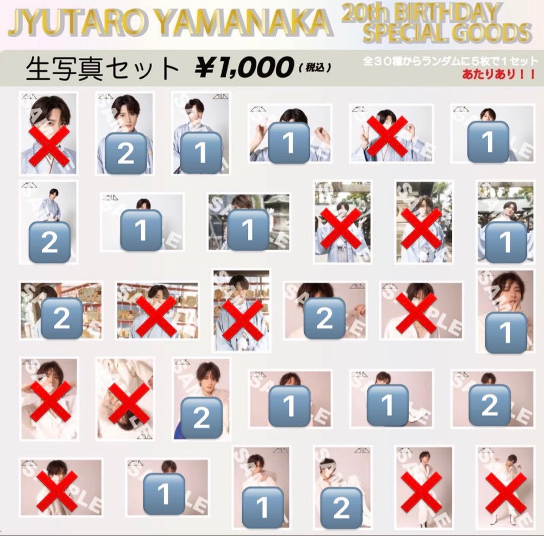 M!LK 山中柔太朗　サイン　20歳　生誕　生写真　25枚