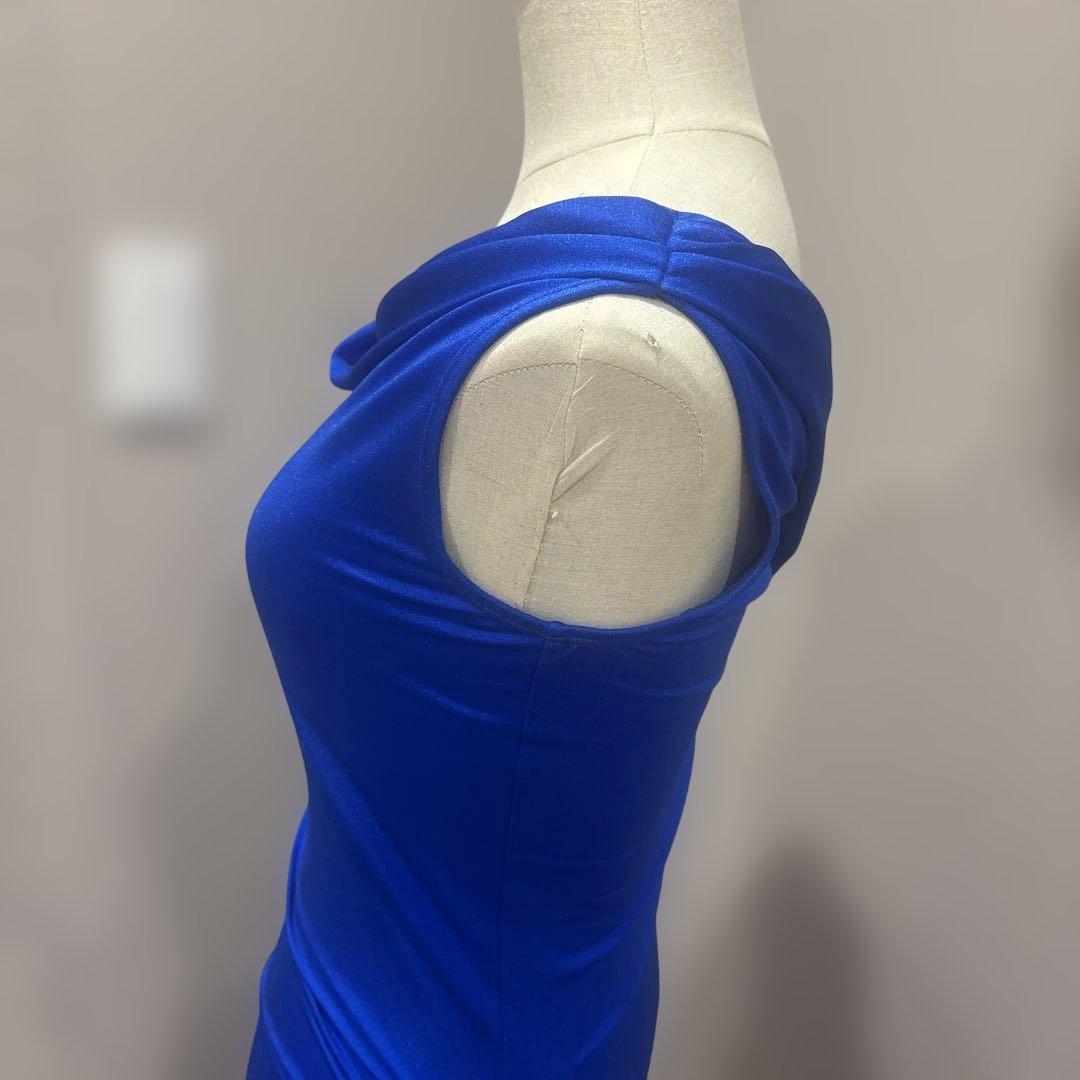 サシュエル　社交ダンスラテンワンピース　青