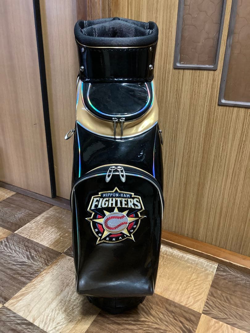 《希少美品》北海道ニッポンハムファイターズキャディーバッグ　ブラックエナメル