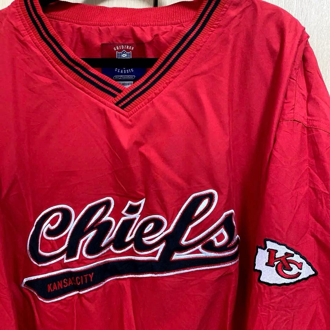 NFL Reebok チーフス 刺繍 プルオーバー レッド　4XL ビッグサイズ