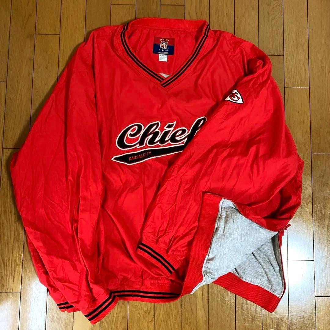 NFL Reebok チーフス 刺繍 プルオーバー レッド　4XL ビッグサイズ