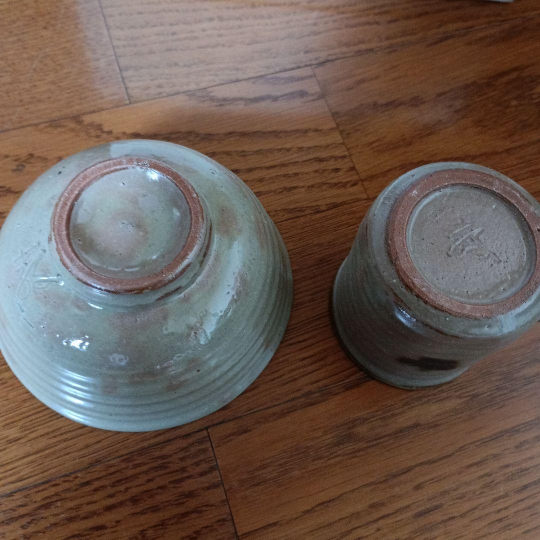 水野教雄　灰釉茶碗 灰釉湯呑