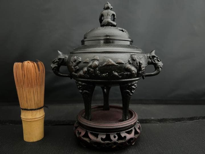 香炉　七福神　童子　銅　彫刻 置物 開運 風水 美術 インテリア　アンティーク