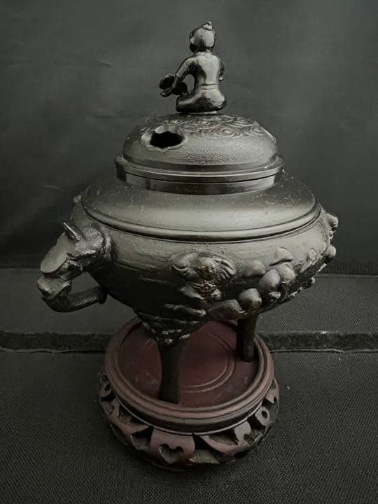 香炉　七福神　童子　銅　彫刻 置物 開運 風水 美術 インテリア　アンティーク