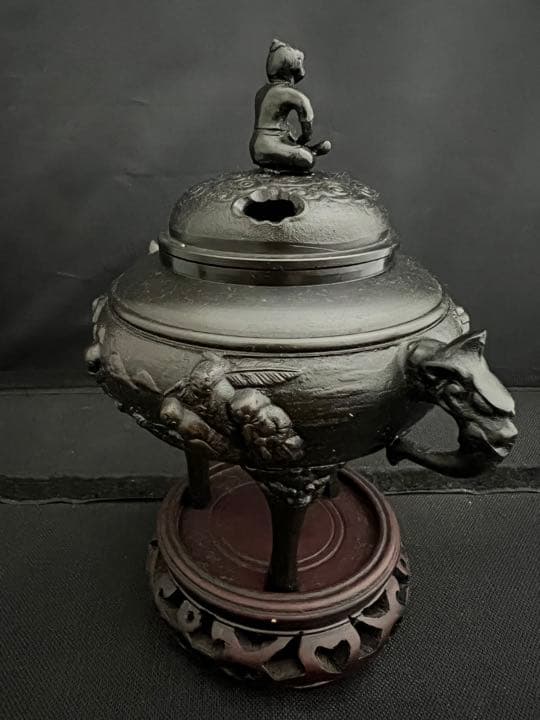 香炉　七福神　童子　銅　彫刻 置物 開運 風水 美術 インテリア　アンティーク