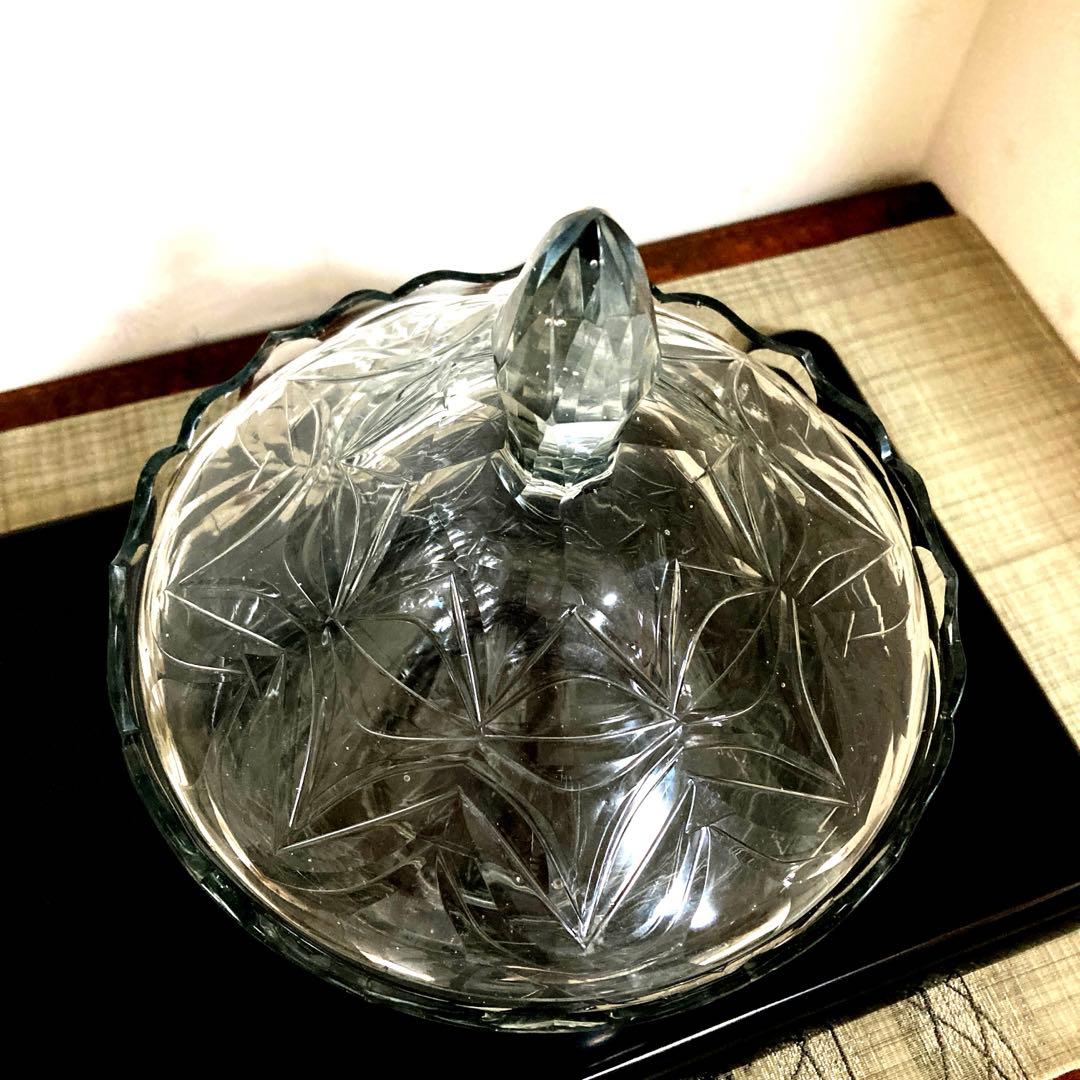 オランダ切子 ボンボン入れ 蓋物 ギヤマン アンティーク 菓子器