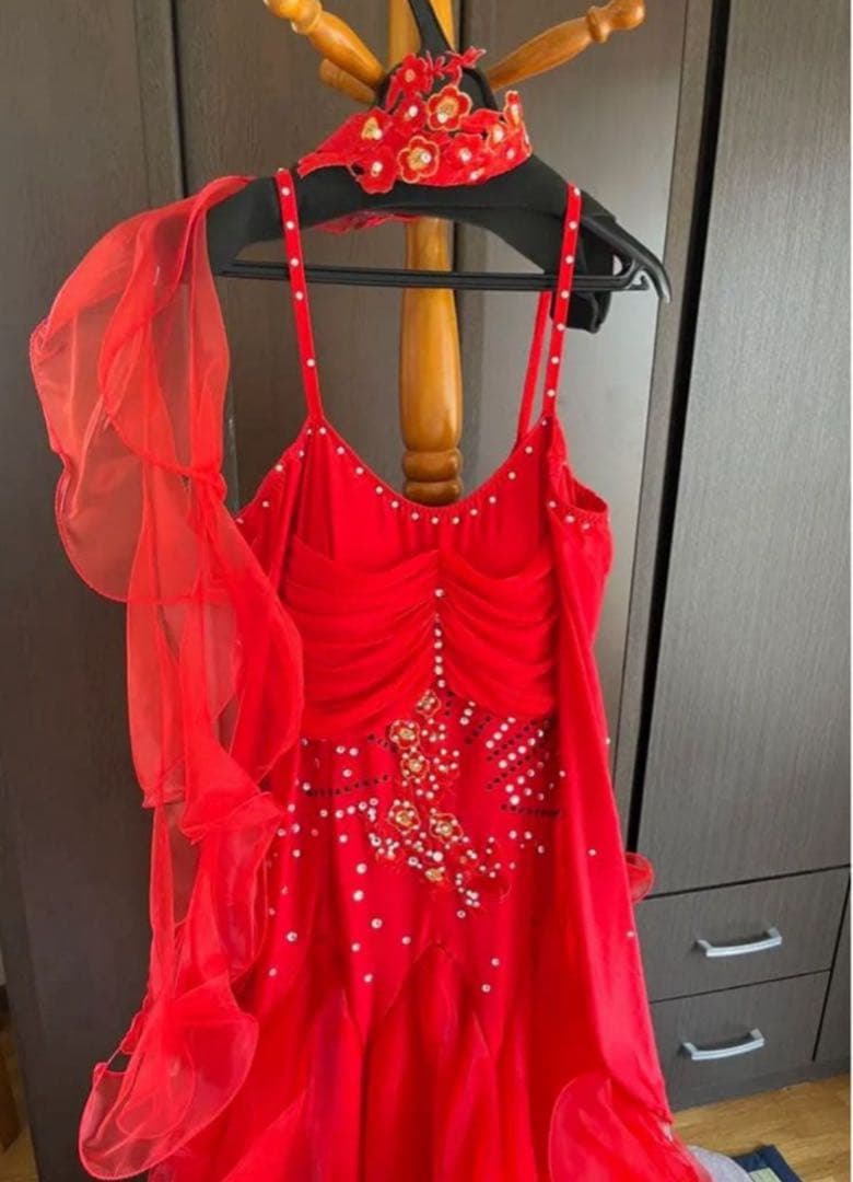 社交ダンス パーティードレス 赤