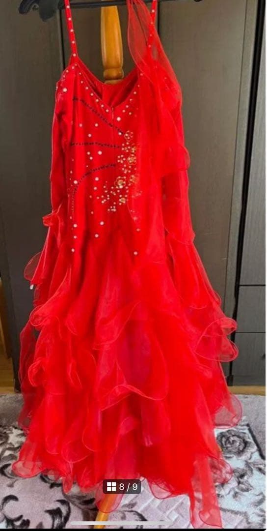 社交ダンス パーティードレス 赤