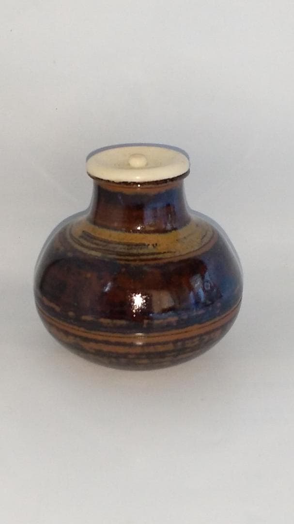 高取焼 登古窯 笹山登古 高取茶入 仕覆 三雲屋緞子 共箱 栞 茶入 美品