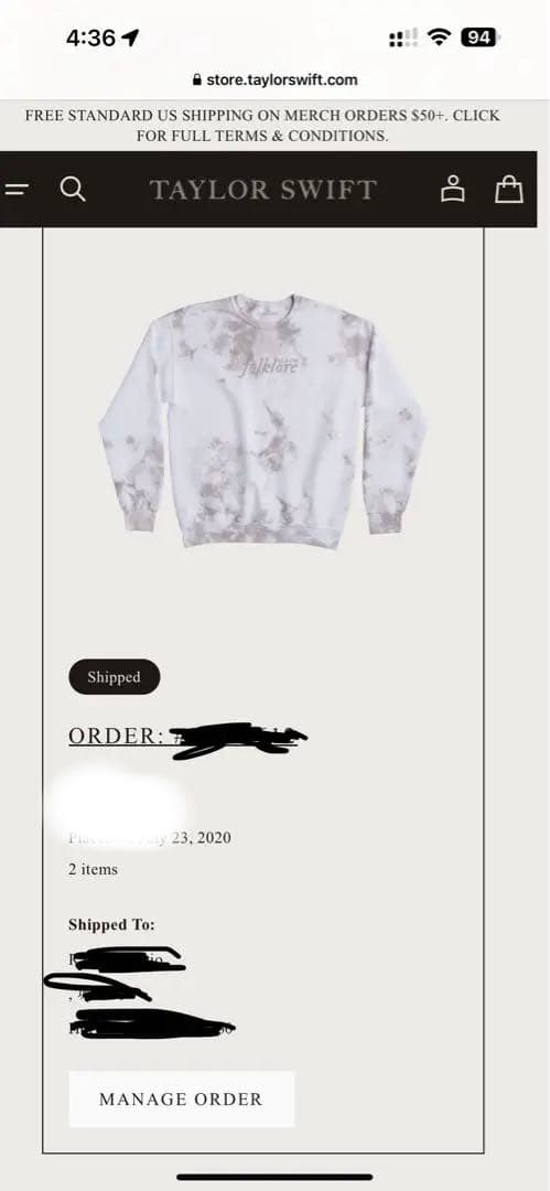 ミュージシャン Taylor Swift Folklore Cardigan Pullover