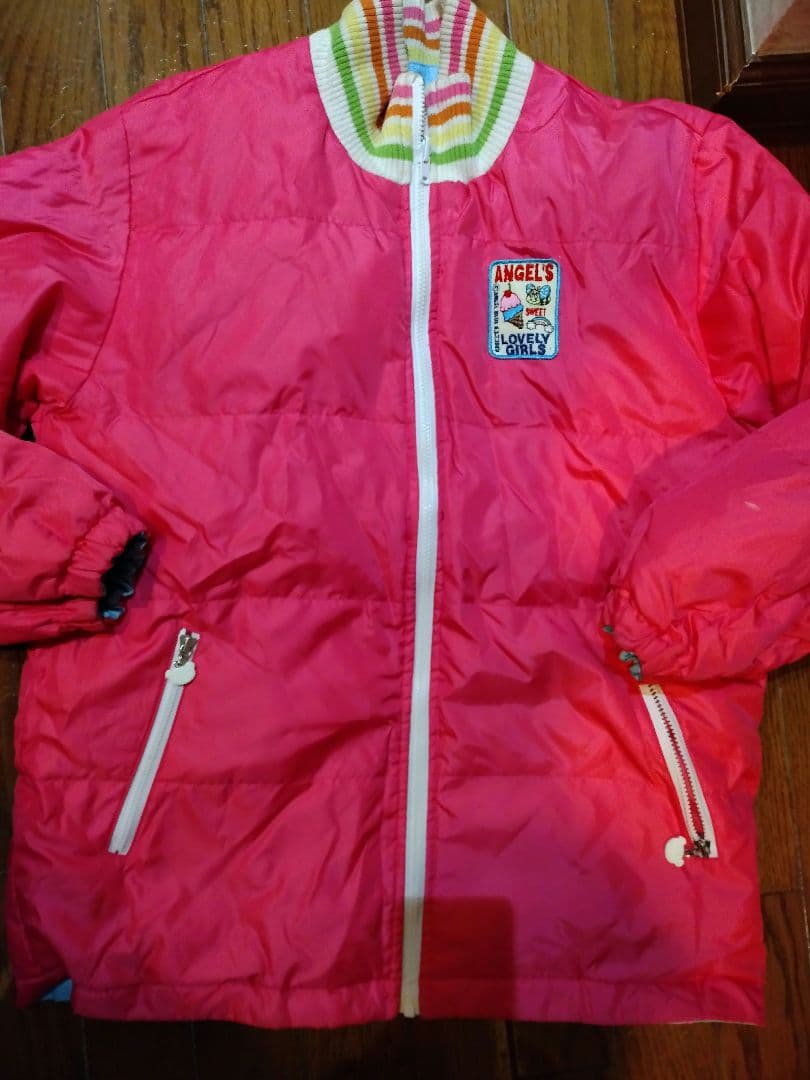 ナルミヤインターナショナルエンジェルブルーリバーシブルブルゾン１６０美品レトロ