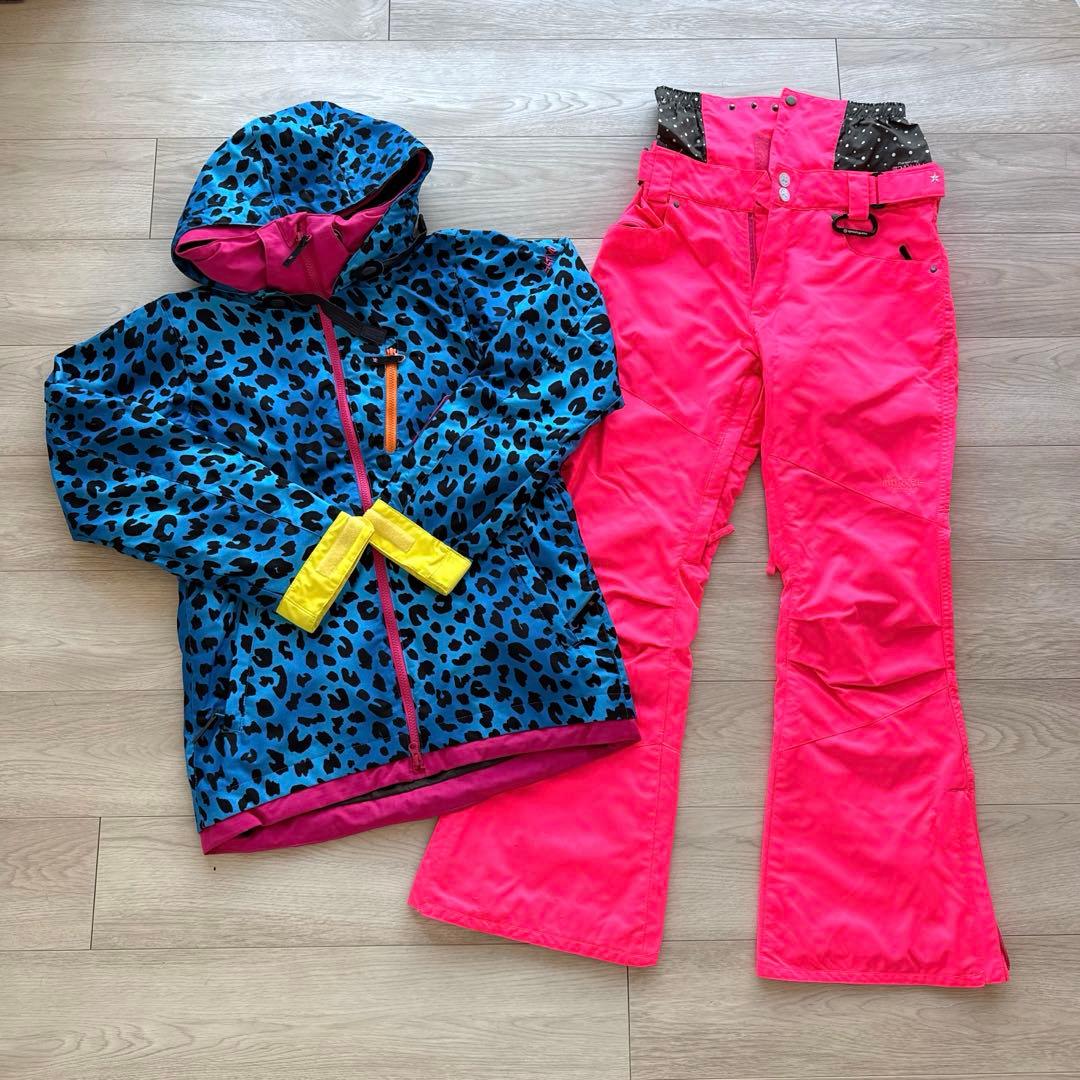 スノボウェア 上下セット M レオパード柄