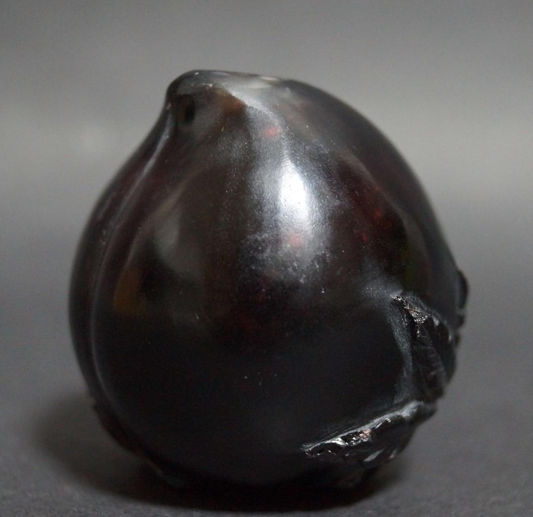 清 天然紫水晶 俏色桃形鼻煙壷 アメジスト嗅ぎタバコ 喫煙具 美しい石目