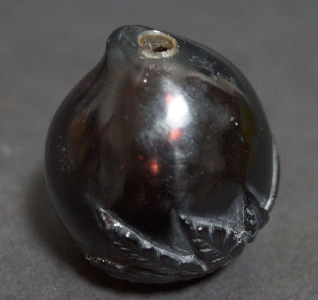 清 天然紫水晶 俏色桃形鼻煙壷 アメジスト嗅ぎタバコ 喫煙具 美しい石目