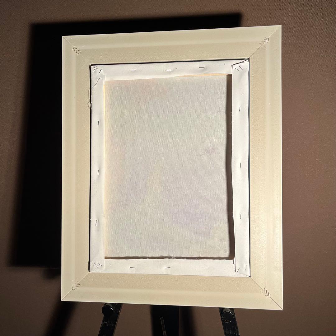 手書き油絵 窓辺の風景 額付 絵画 インテリア 油彩画