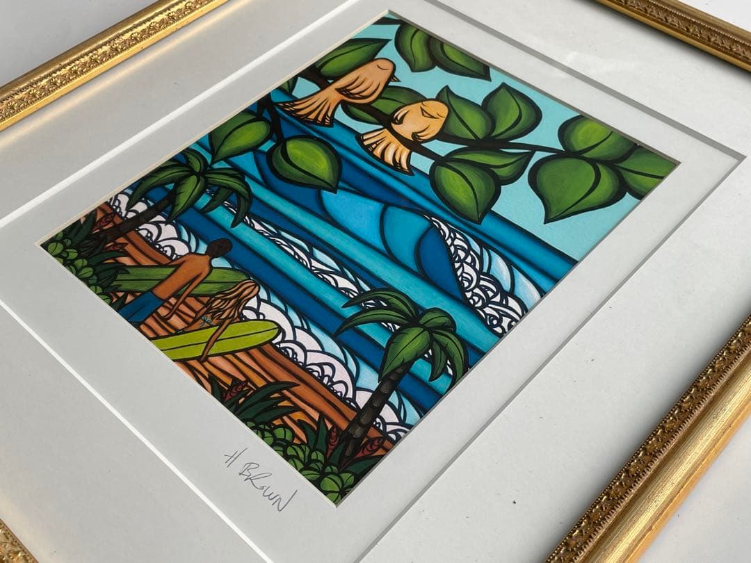 ヘザーブラウン　Heather Brown 絵画　ハワイ　額入