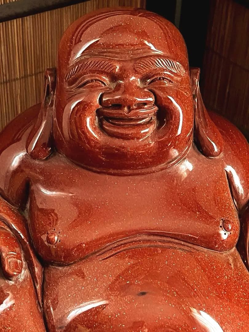 神仏道美術 山梨県 伝統工芸品 甲州水晶 赤茶金石 布袋尊 神仏像 約12㎏