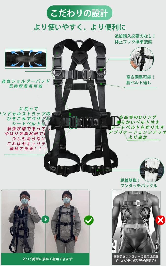 フルハーネス　安全帯 新規格 セット　高所作業用