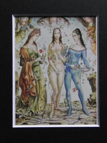 藤田嗣治、【花の洗礼】、希少な額限定装用画集より、新品額装付、状態良好