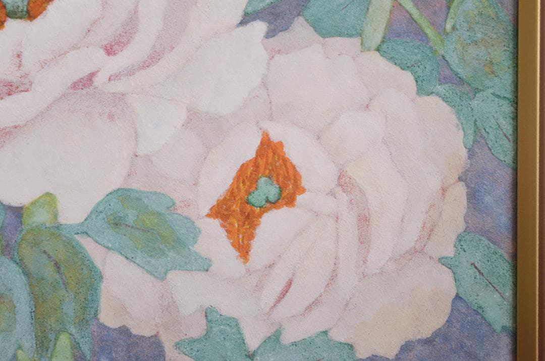 【「牡丹」木枠 岩絵の具 日本画 額入り】東山魁夷の流派