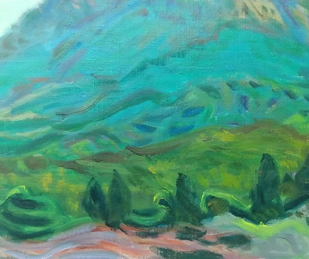 油絵「由布岳」F8 絵画