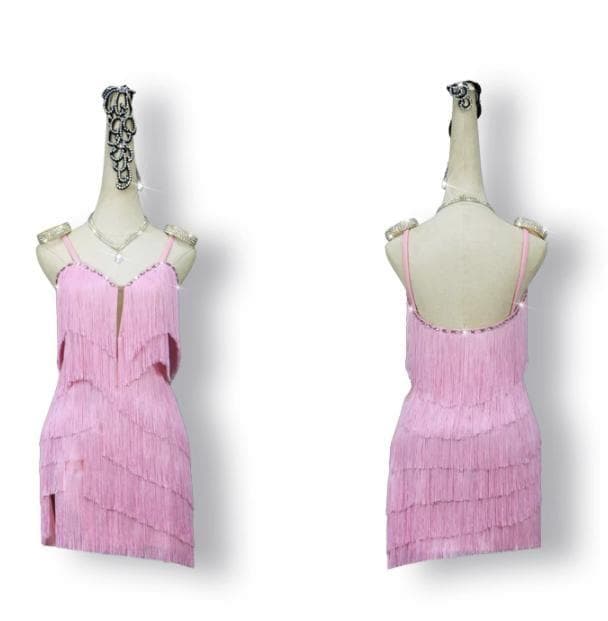 フリンジ 社交ダンス ラテンワンピースドレス キラキラステージ衣装オーダーメイド