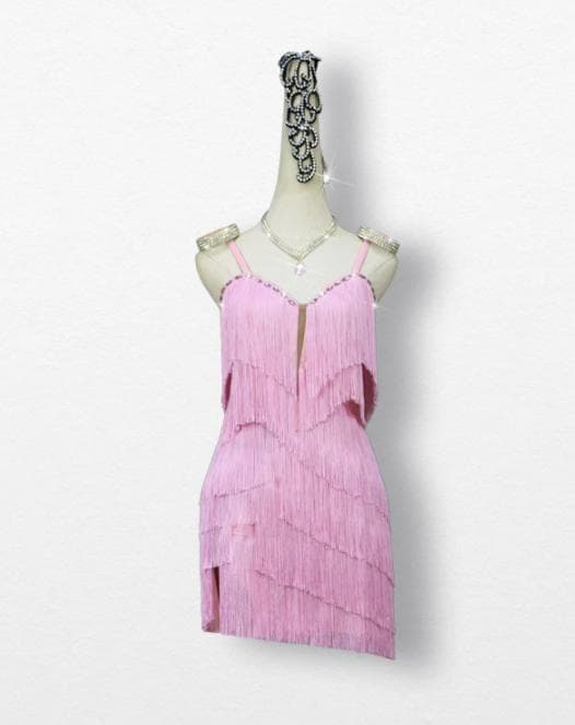 フリンジ 社交ダンス ラテンワンピースドレス キラキラステージ衣装オーダーメイド