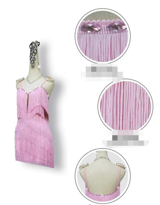 フリンジ 社交ダンス ラテンワンピースドレス キラキラステージ衣装オーダーメイド