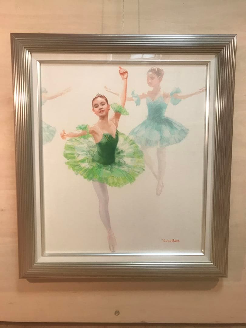原尚子「未来のバレリーナ」油彩１０号　画面右下・キャンバス裏に直筆サイン有り