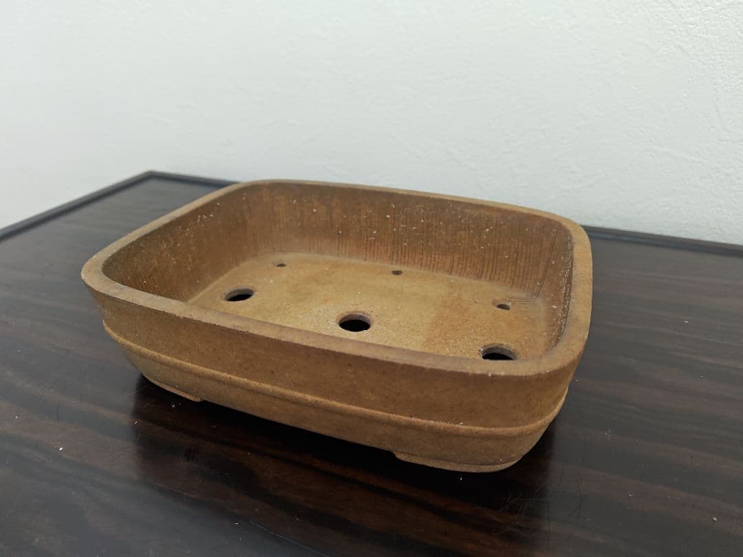 茶色 陶器 盆栽鉢 四角形　陶昇