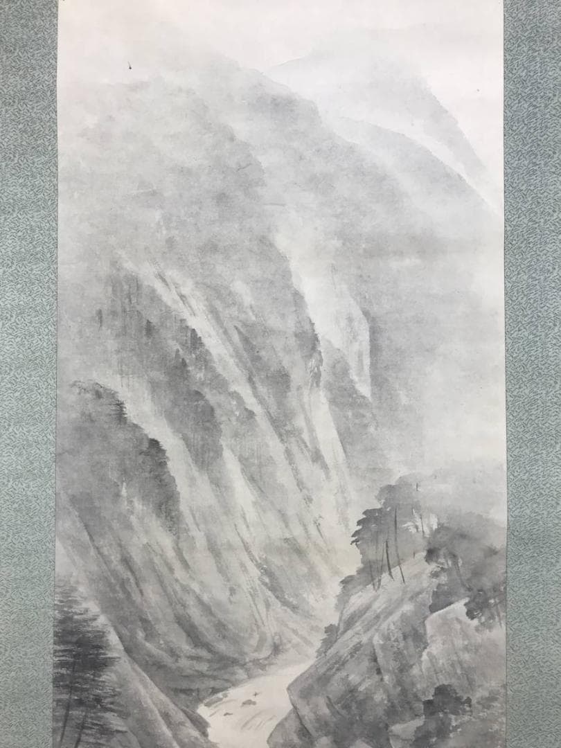 【真作】住千代数/渓流図/鳥取県出身/山水図/掛軸☆宝船☆AD-577