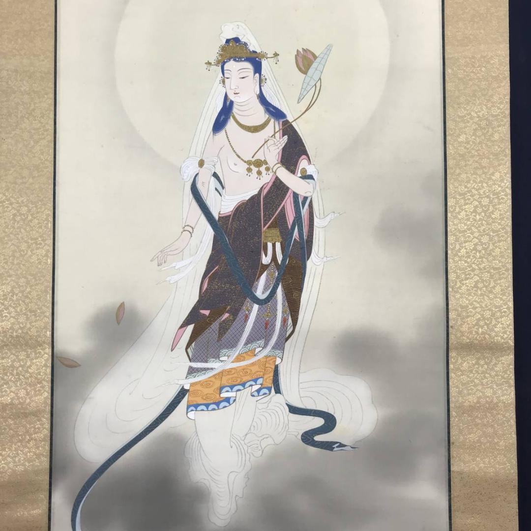 【真作】素石/観音図/掛軸☆宝船☆AB-540