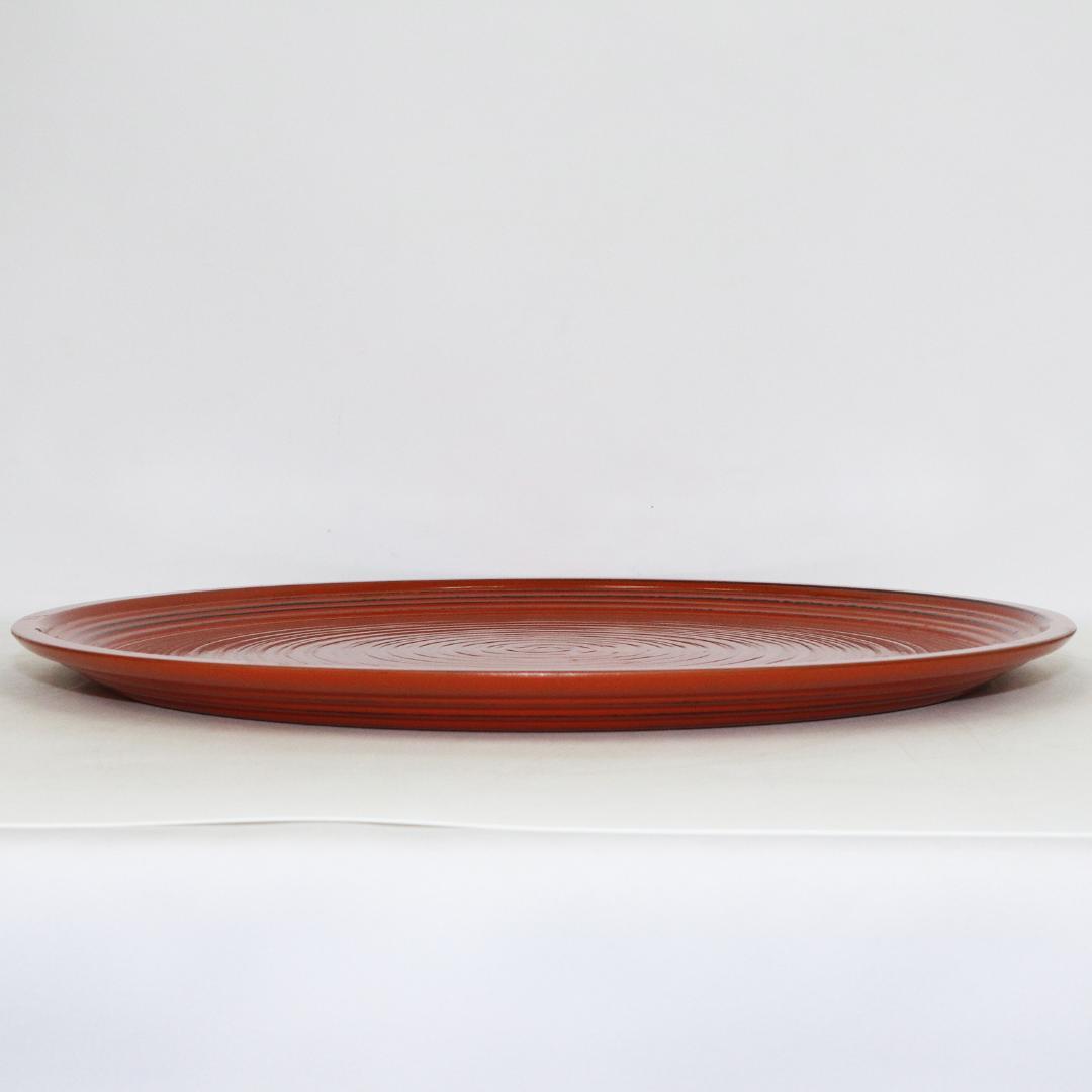 平安象彦 根来塗 特大丸盆 径45㎝ 共布 栞