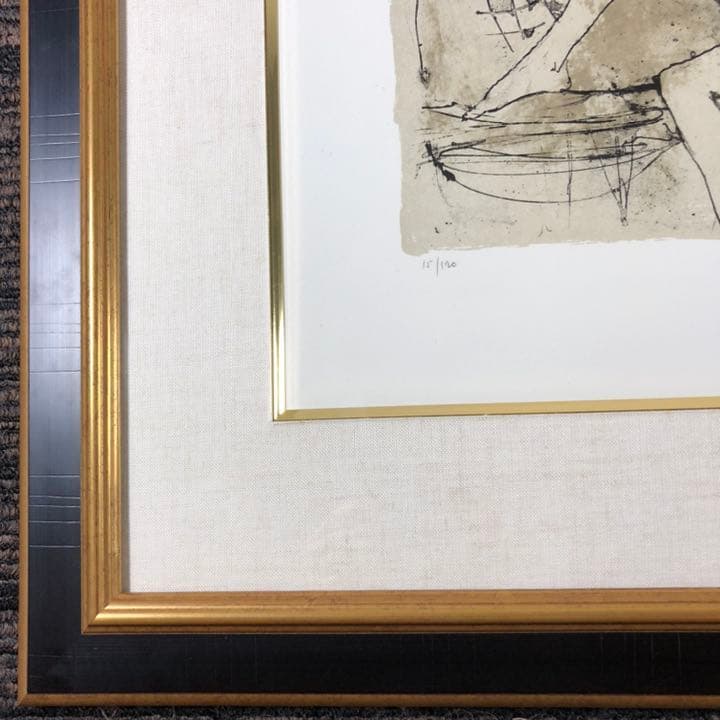 ジャン・ジャンセン「アトリエにいる画家」 リトグラフ　額縁付絵画