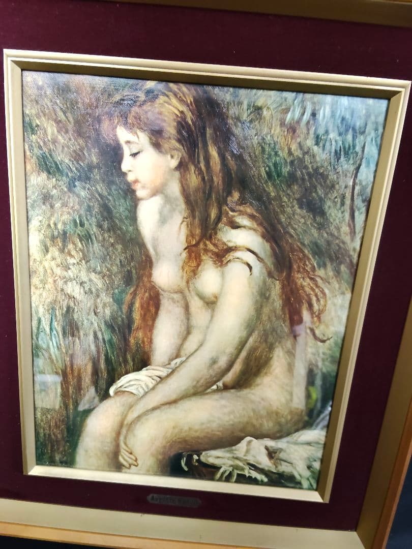 【希少】ルノワール 若い浴女 立体複製画 豪華額装 55cm アンティーク 美術
