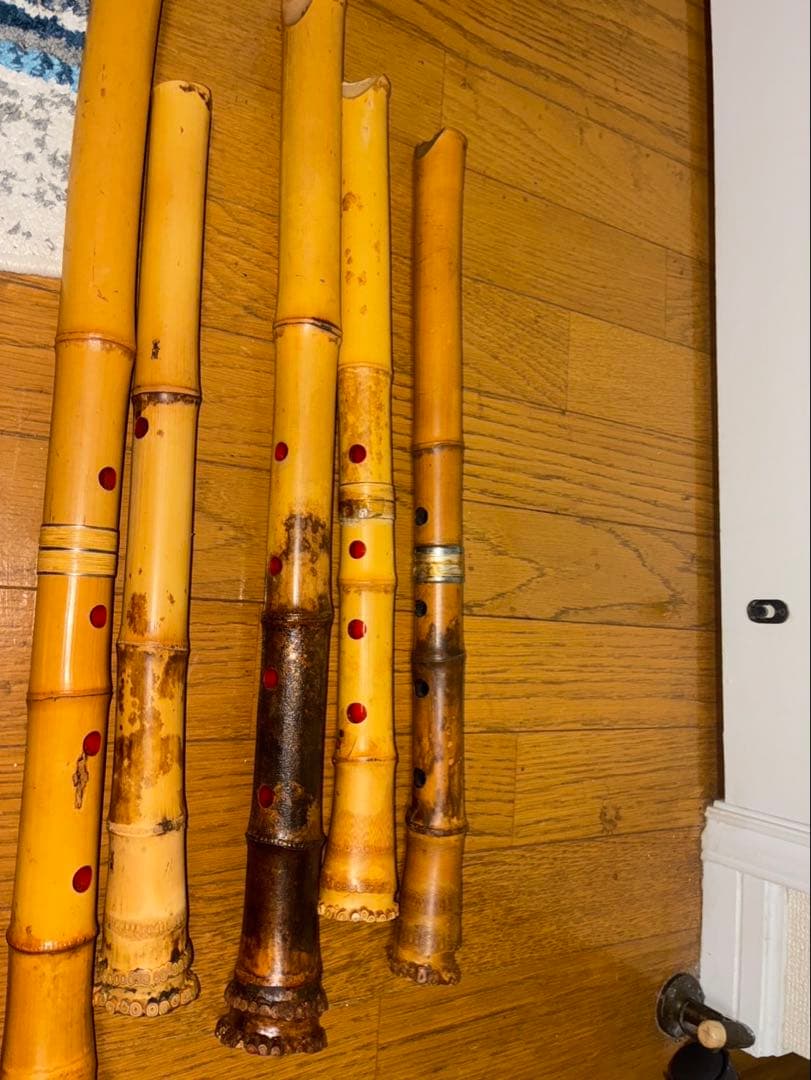 尺八七本セット 花柄カバー付き　ケース付き