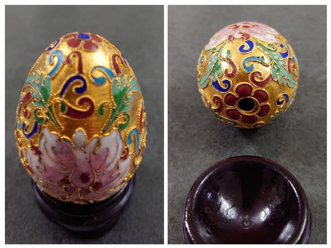 中国工芸品 景泰蓝 花瓶・梨・玉子 置物 3点セット 七宝焼