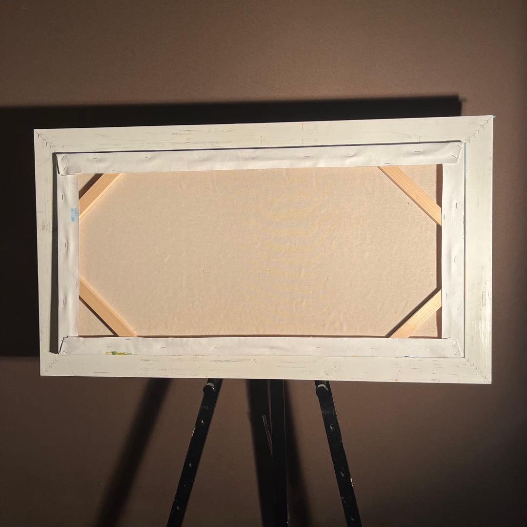 手書き油絵 地中海の風景 額付 肉筆絵画 インテリア 油彩画