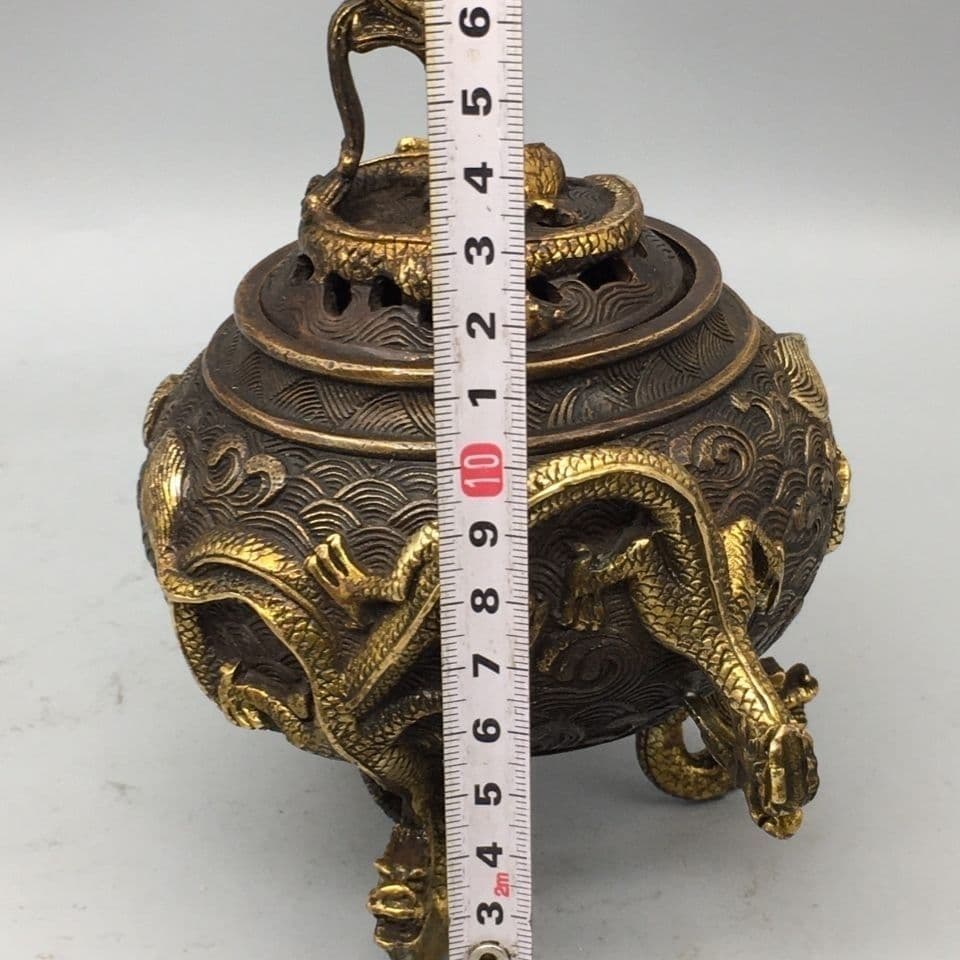 銅製 三足龍薫香炉 茶道香炉 装飾品 工芸品 置物