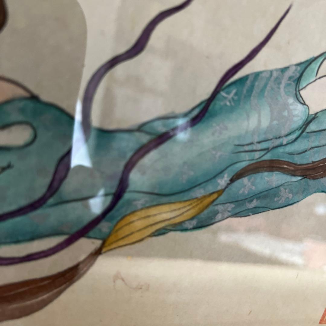 仏画 神話の美しい手書き絵画 額縁付き　壁掛け紐付きA3サイズ