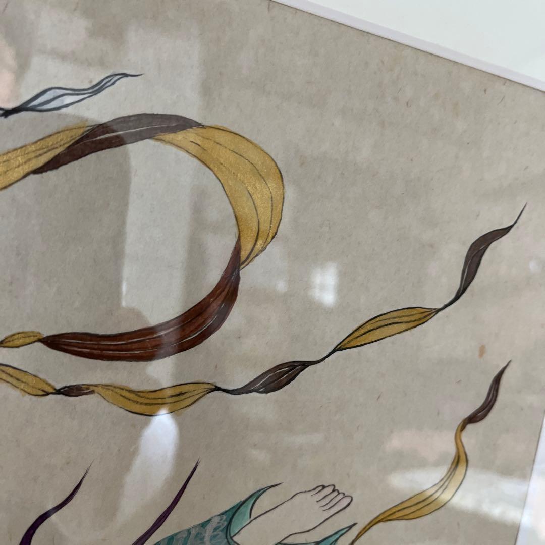 仏画 神話の美しい手書き絵画 額縁付き　壁掛け紐付きA3サイズ