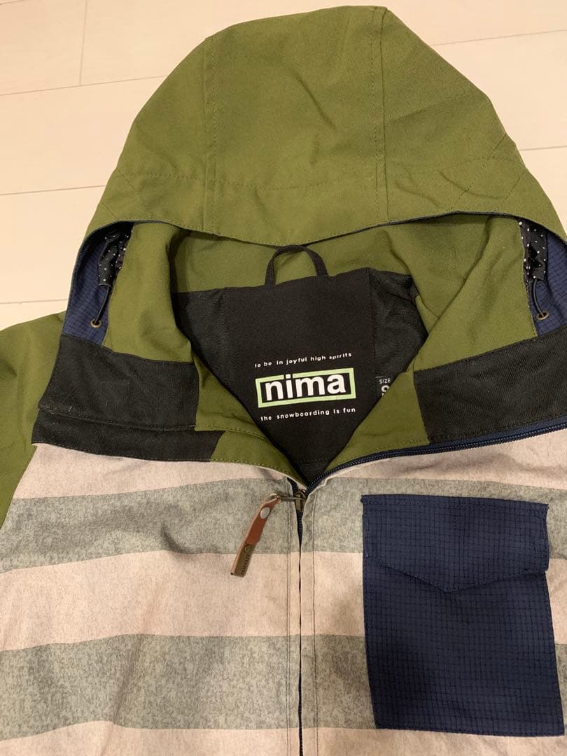 スノーボードウェア グレー/オリーブ ストライプ　S size 男女