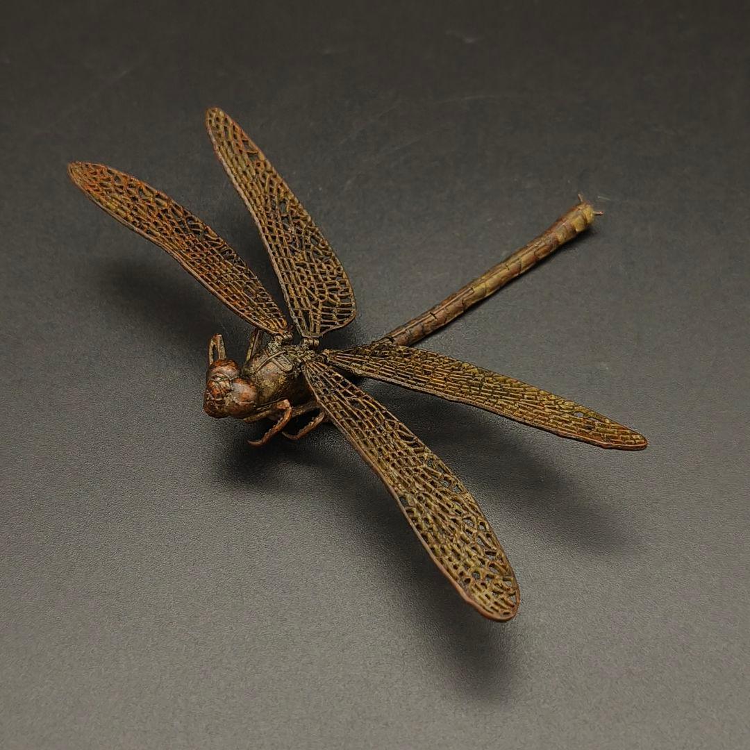 H*T様 銅製置物　勝虫　蜻蛉　トンボ　雨宮宗作　関節可動　金工品　茶道具