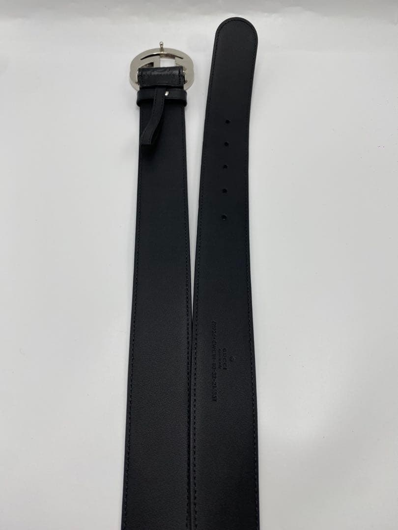 【極美品】GUCCI　インターロッキング シマ　GG　ベルト　ブラックレザー95