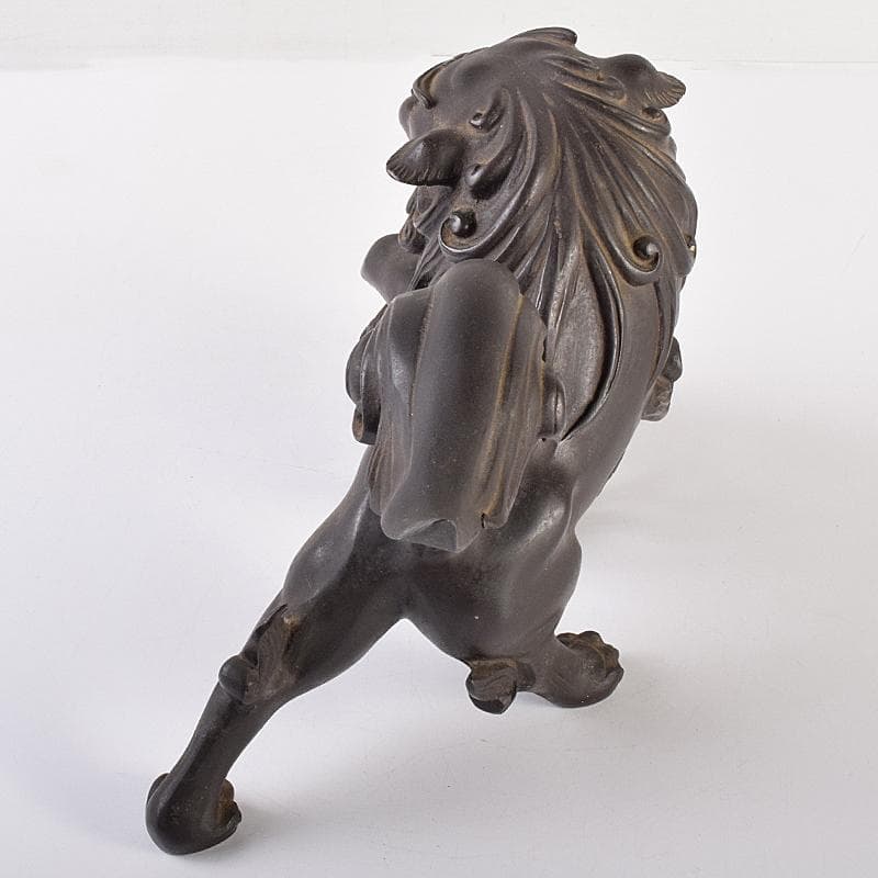 中国　古銅宣徳銅　玉乗り獅子　置物　重さ約5.28㎏　G　R7655B