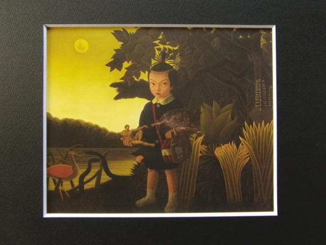 渡部満「森の秘密」、希少画集より、状態良好、新品高級額装付