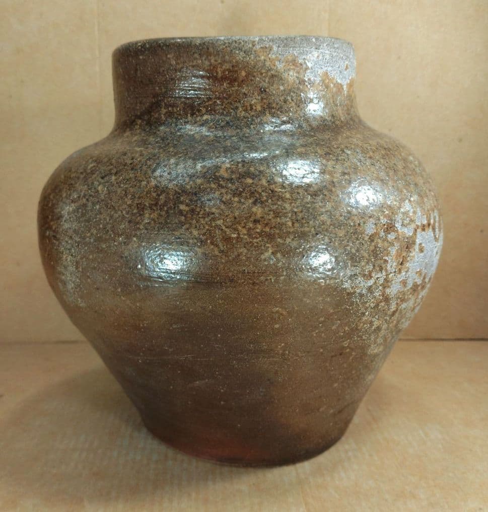 越前花入裏千家十六代 坐忘斎 書付箱 古越前(推定江戸期) 蹲 壷 六古窯