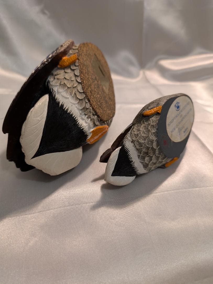 デコイ　木製アヒルの置物 2点セット