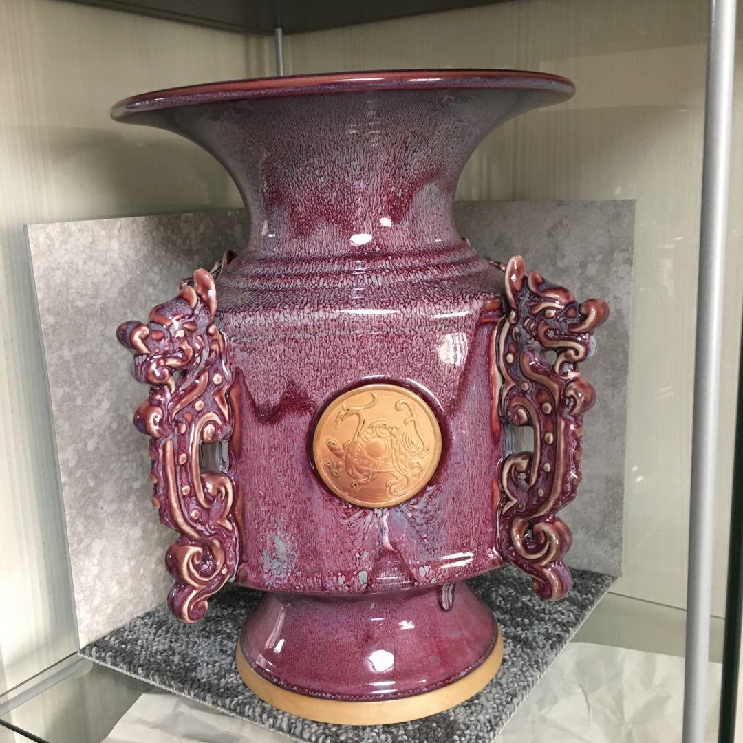 中国鈞瓷　鈞窯　鈞窯瓷　飾り壺　花瓶　花入　インテリア