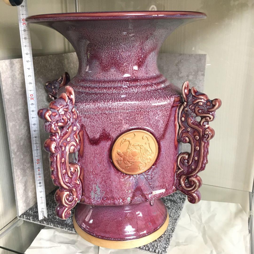 中国鈞瓷　鈞窯　鈞窯瓷　飾り壺　花瓶　花入　インテリア